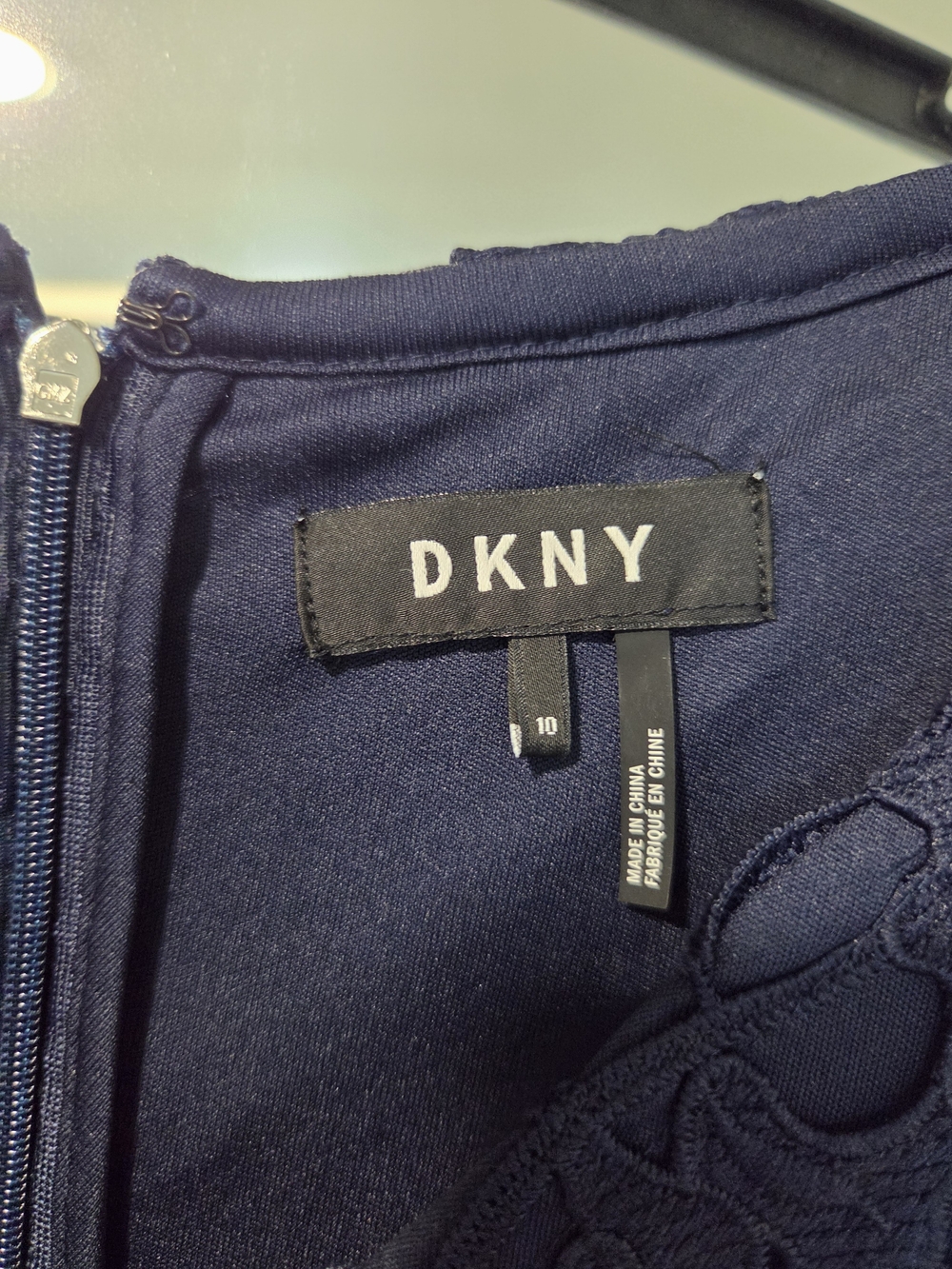 DKNY Navy Floral Lace V‑Neck Dress - Picture 10 of 14